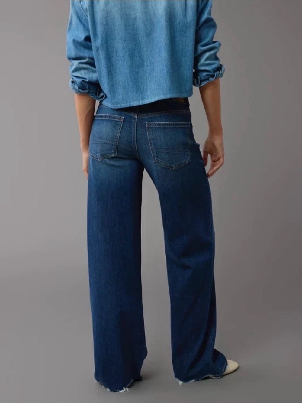 American Eagle SZ 8/29 Dreamy Drape Low Rise Baggy Wide Leg Jeans Boho